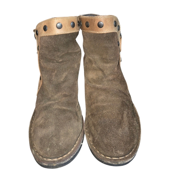 Fly London Duke Brown Suede Distressed Leather Slouch Ankle Boots Sz EU40/US8.5 - Picture 2 of 10